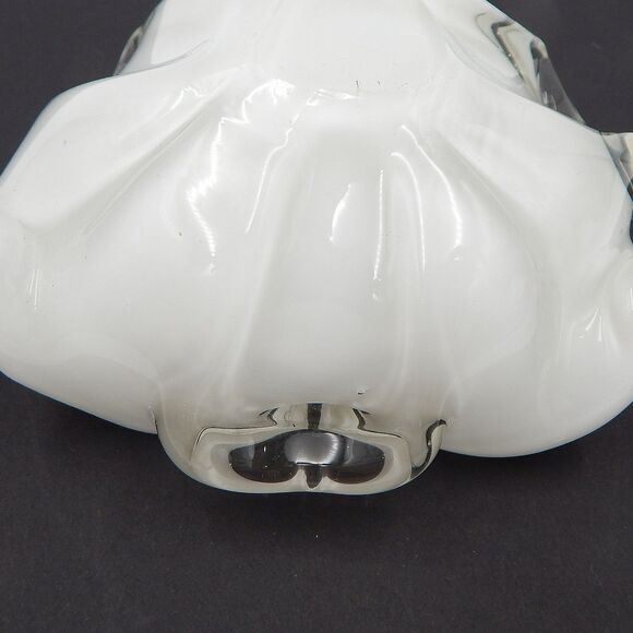 Murano Cased Glass Gold Fleck Flower Tri-Petal Ashtray Cigar Trinket Dish Bubble - Picture 11 of 11